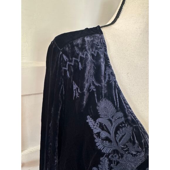 Johnny Was Los Angeles Holland Embroidered Tunic In Navy Blue Velvet 1X - Picture 4 of 15